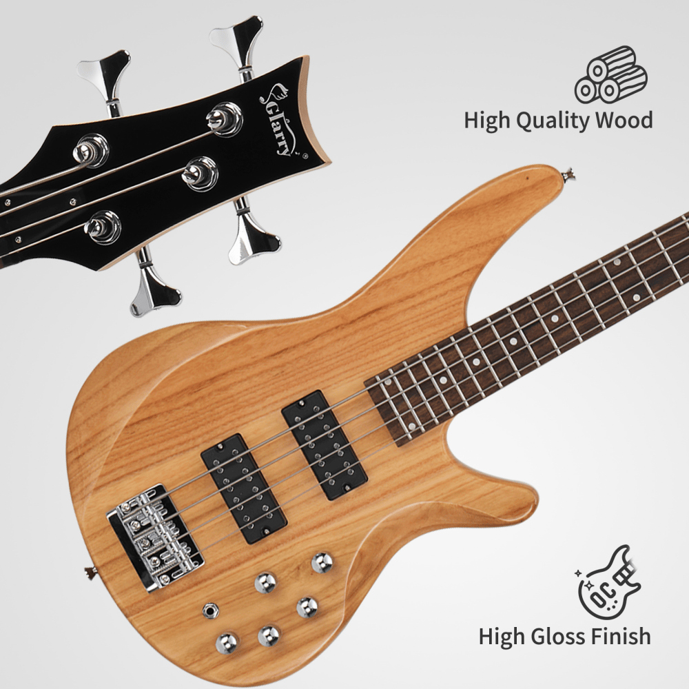 Tcbosik Electric Bass Guitar 4 String, 44 inch Bass with H-H Pickup & Laurel Wood Fingerboard, Bag and Other Accessories, Beginner Starter Kit, Burlywood
