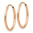 thumbnail image 2 of 14K Rose Gold Polished Endless Tube Hoop Earrings, 2 of 3