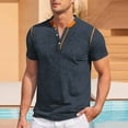 thumbnail image 2 of ZVNAΖH Men's 3 Button Short Sleeve Collar Shirts Casual Solid Basic Henley Shirts Summer Lightweight T-Shirts, 2 of 3