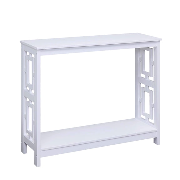 Pemberly Row Contemporary Console Table in White Wood Finish