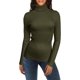 thumbnail image 1 of Jersey v28 para mujer, elástico, cuello alto, corte ajustado, color oliva, 1 of 5