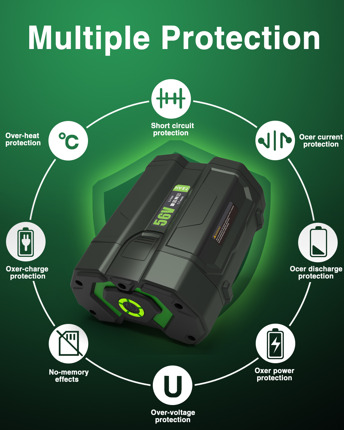 7.5Ah Battery Replacement for EGO 56V Battery, Compatible with EGO 56V Batttery BA2800 BA4200 BA1400 Lithium-Ion Battery Compatible with EGO 56V Power Tools