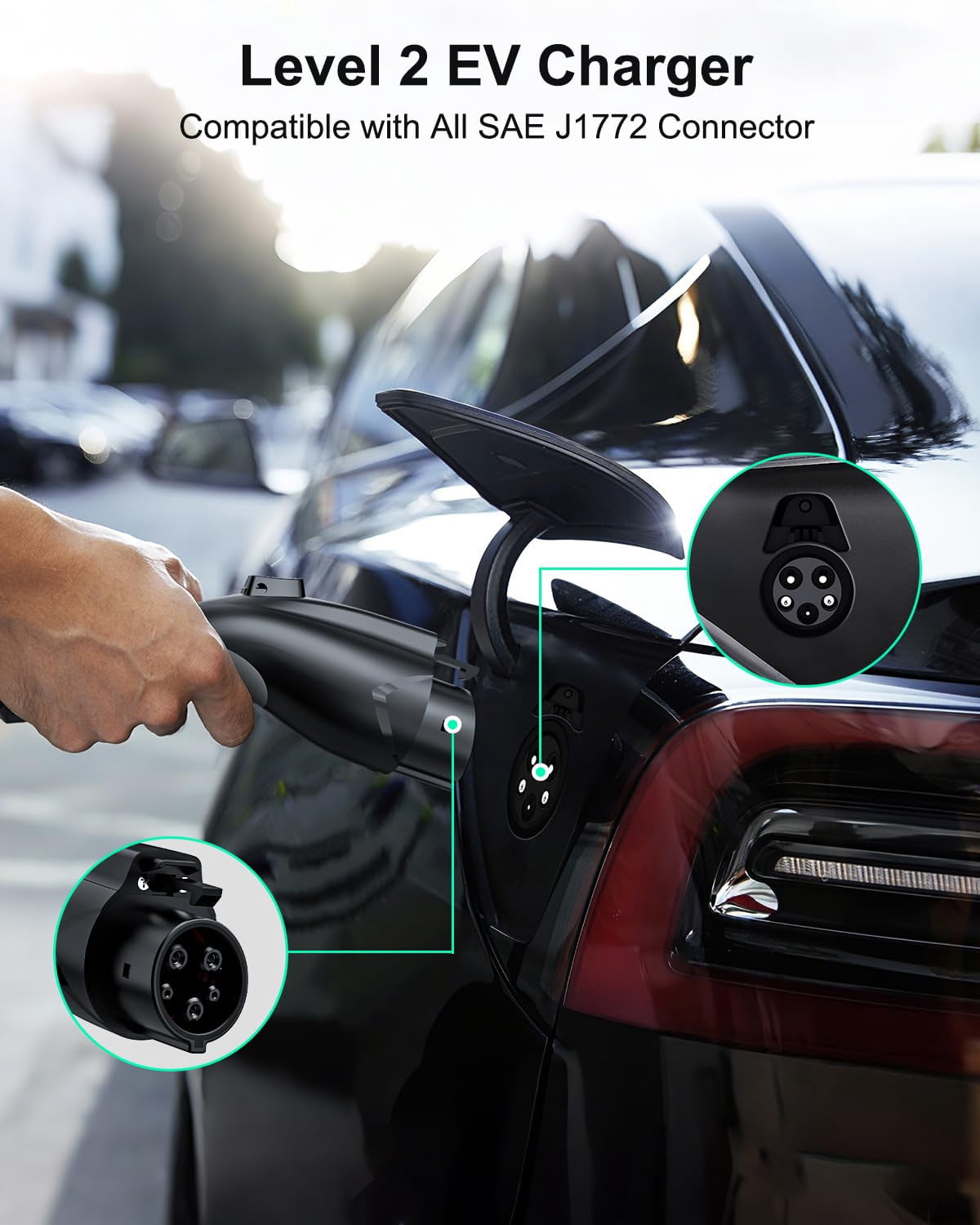 EVDANCE Level 2 EV Charger 32Amp, 7.68kW Portable & Home EV Car Charger with 25FT Cable, NEMA 14-50 Plug, IP66 Waterproof, 240V Electric Vehicle Charging Station Compatible with All J1772 EVs