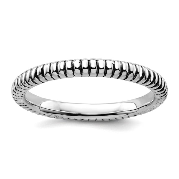 2.5mm 925 Sterling Silver Polished Patterned Oxidized Stackable Antiqued Ring Size 9 Stackable Ring for Women