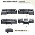 thumbnail image 4 of JUSTLET Sectional Sofa with Ottoman, L Shaped Corduroy Cloud Couch with Chaise, Modular Sectional Sofa Sleeper Furniture Set for Living Room, Dark Gray, 4 of 11