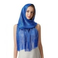thumbnail image 2 of SWSMCLT Women's Long Scarf Sheer Scarves Knitted Party Casual Pashmina Thin Metallic Fringe Fall Cozy Spring Royal Blue One Size, 2 of 4
