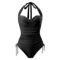 thumbnail image 2 of Guiexla Waist Lace-up Backless Monokini Bandeau Slim Fit Halter Neck Sexy One Piece Swimsuit Swim Beachwear, 2 of 8