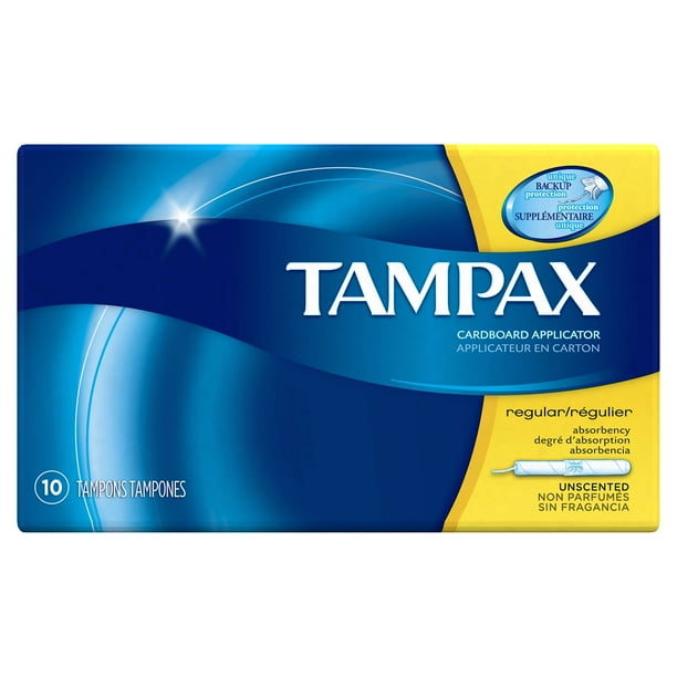 Tampax Cardboard Regular Tampons, Unscented, 10 count