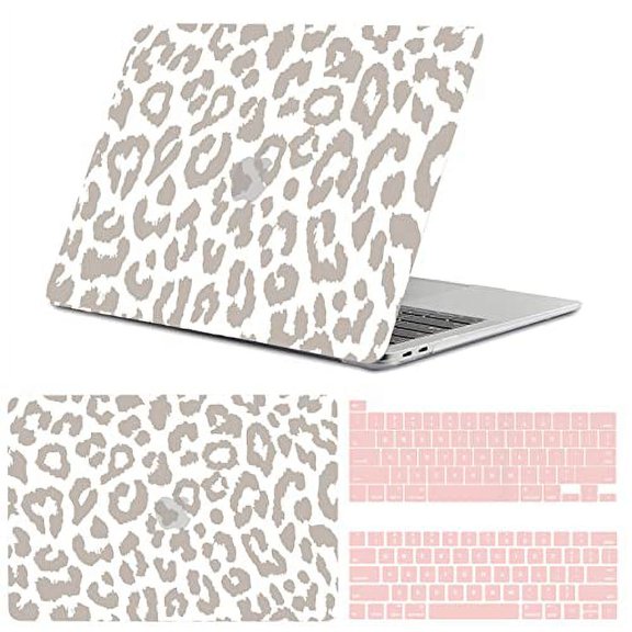 GABraden Compatible with MacBook pro 13 inch Case,2020 2019 2018 2017 2016 (A2338 M1 /A2159/A2251/A2289/A1989/A1706)with Touch ID and 2 Pack Keyboard Protectors,Laptop Hard Shell(White Leopard Print)