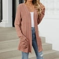 thumbnail image 4 of UJNDER 2025 Autumn Mid Long Cardigan for Women Casual Long Sleeve Knitted Sweater with Pocket Pink S, 4 of 7