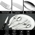 thumbnail image 5 of Aovky 24 Pcs Silverware Set with Steak Knives Service for 4, Premium Stainless Steel Flatware Set for Home Kitchen, Mirror Finished Utensil Sets Includes Spoons Forks Knives, 5 of 7