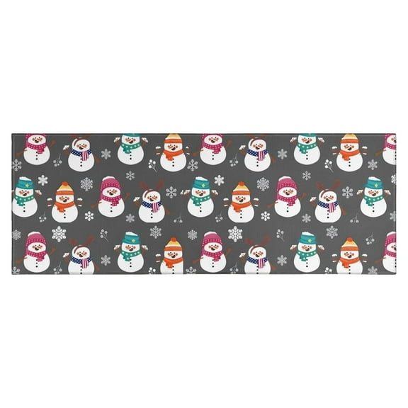Gray Christmas Snowman Pattern Kitchen Rug Mat,Kitchen Runner Rugs Non Skid Washable,Decorative Kitchen Floor Mats for Kitchen,Sink,Laundry,17"X47"