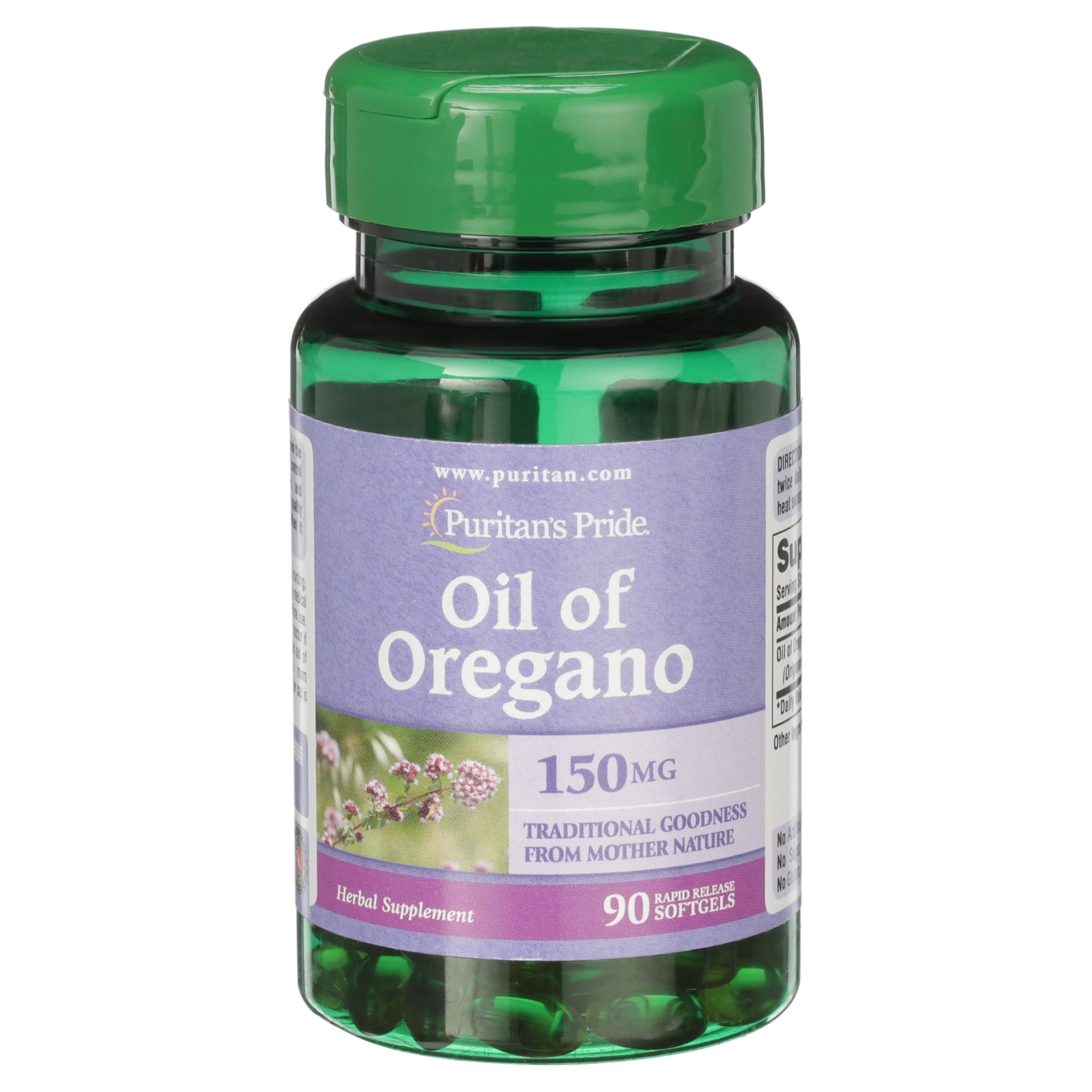 Puritan's Pride Oil of Oregano Herbal Supplement 150mg, green, 90 count, softgels