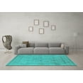 thumbnail image 3 of Ahgly Company Machine Washable Indoor Rectangle Oriental Turquoise Blue Industrial Area Rugs, 6' x 9', 3 of 4