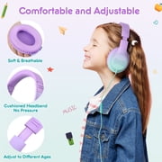 Mpow Kids Headphones with Microphone, 85/94dB Safe Volume Limit, over Ear Headphones for School Travel, Taro Purple & Mint Green