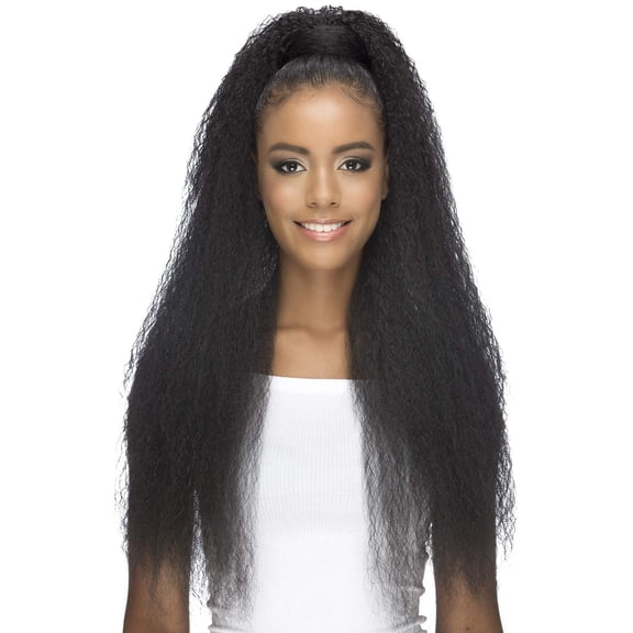 Maiar Pocket Bun Ponytail Color 1 - Vivica Fox Wigs 30" Long Layered Straight Groovy Wave New Futura Synthetic Extension Drawstring Combs African American Black Womens Bundle MaxWigs Hairloss Booklet