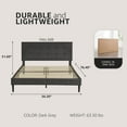 thumbnail image 3 of DeCoro Cambridge Upholstered Wooden Platform Bed Frame, Full Size, Dark Grey, 3 of 12