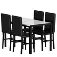 5Piece Dining Table Set for 4, Kitchen Table Set with Chairs, White Marble Top Table & Leather