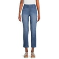 thumbnail image 1 of Time and Tru Women's Mid Rise Relaxed Straight Pull On Jeans, 1 of 5