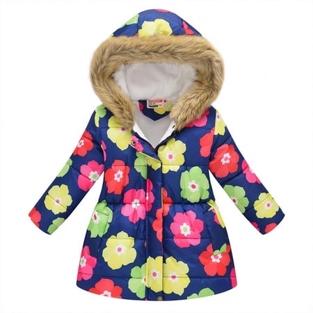 

Stamzod Thicken Winter Jacket Girl Fashion Printed Hooded Outerwear For Kids Plus Velvet Warm Girls Coats School Outfits Christmas Present 2-11 Years On Clearance