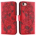 thumbnail image 1 of For iPhone 16e Case Wallet Stand Imprinted Rose Butterfly PU Leather Phone Cover - Green, 1 of 5