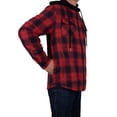 thumbnail image 4 of ZENTHAcE Chaqueta tipo camisa a cuadros con capucha y cremallera completa con forro Sherpa para hombre Rojo gris M, 4 of 5