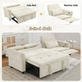 thumbnail image 2 of 2 in 1 Convertible Sectional Sofa Bed with Charging Station and Reversible Recliner, 3-Seater Chenille Sleeper Couch with Pull Out Bed and Adjustable Backrest for Living Room, Apartment, Beige, 2 of 9