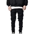 thumbnail image 1 of Qertyioot Mens Fashion Side Pocket Trousers With Jeans, 1 of 6