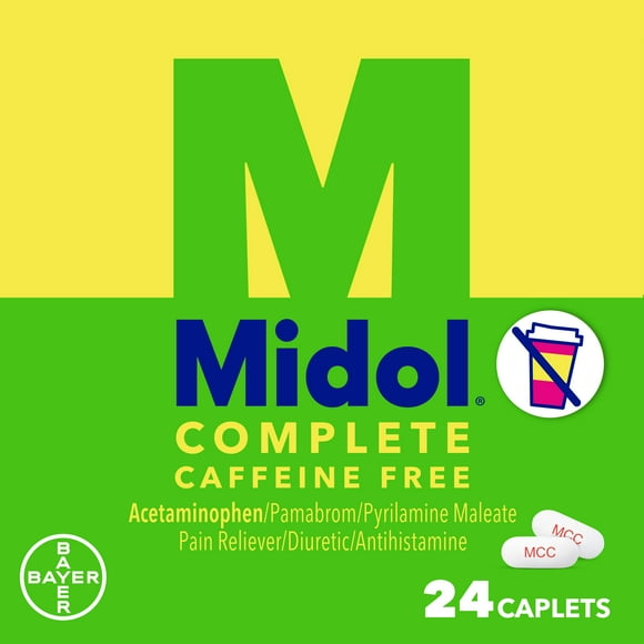 Midol Complete Caffeine Free Menstrual Pain Relief Caplets, 24 Count