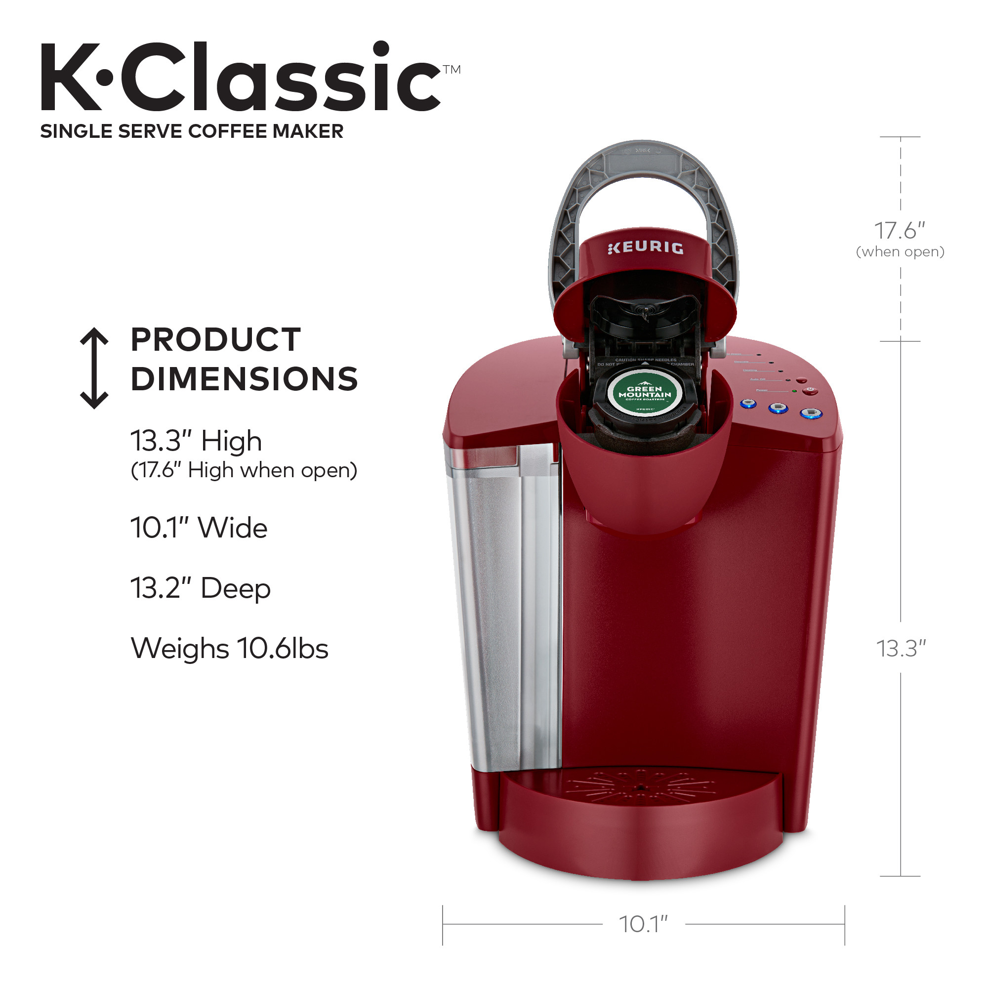 Keurig K-Classic Single Serve K-Cup Pod Coffee Maker, Rhubarb - image 5 of 17