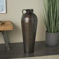 thumbnail image 3 of DecMode 28" Tall Floor Mediterranean Style Brown Metal Vase with Hammered Details and Handles, 3 of 14