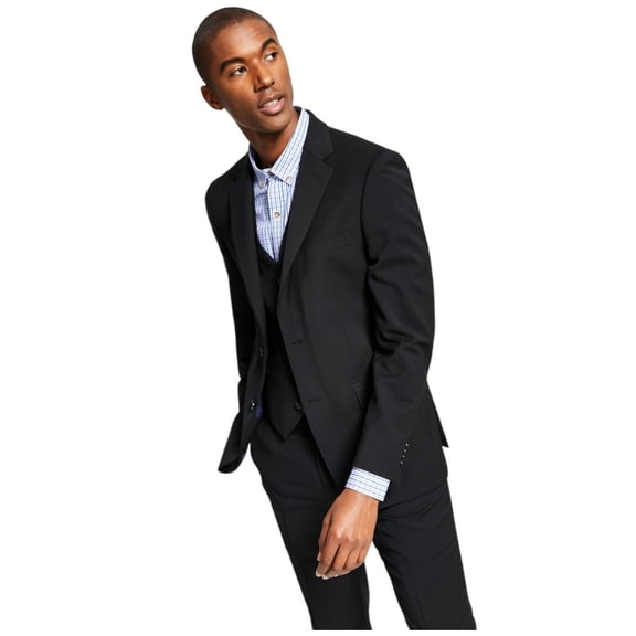 Tommy Hilfiger Mens Modern fit Suit Jacket Blazer 44 R Black Solid Stretch Wool