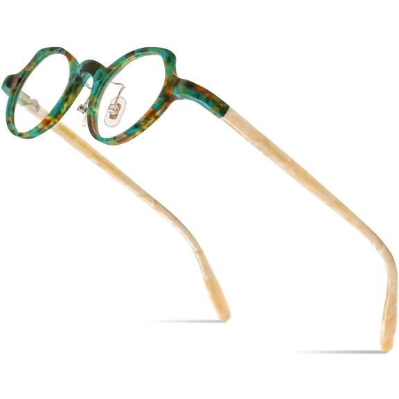 HEPIDEM Matte Multicolor Acetate Glasses Frame Women,Cat Eye Vintage Retro Optical Eyeglasses (9280 Matte Green)