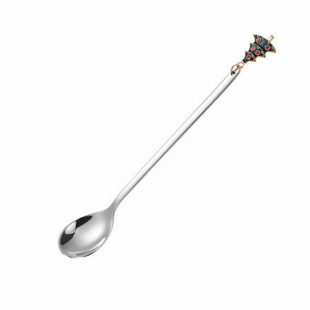 

Yeithhui Stainless Steel Bowl Hot Popular Products Gold Stainless Steel Long Handle Tea Coffee Ice Spoon Christmas Spoon Set Creative Stainless Steel Spoon Gift Box Pendant Spoon