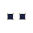 thumbnail image 3 of Clara Pucci 1.5Ct Blue Sapphire Princess Cut VVS1 Push Back Stud 18k Solid hypoallergenic Gold Designer Earrings For September, 3 of 7