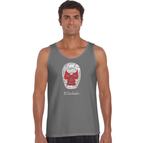 LA Pop Art Men's Word Art Tank Top - MEXICAN WRESTLING MASK