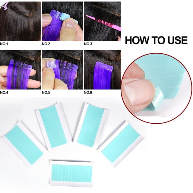 Super Cinta Adhesiva de Doble Cara Ecomeon 60 Piezas Set Herramienta de Belleza de Extensión de Cabello