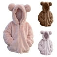 thumbnail image 4 of Coerni Girls Fuzzy Faux Fur Hoodies Cute Bear Ear Full Zip Plush Hood Outerwear Fall Winter Thickened Warm Coat Soft Cozy, 4 of 4