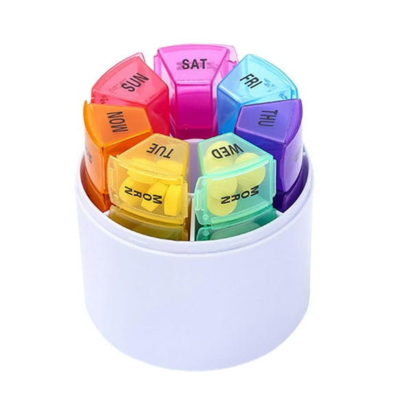 7PCS Pill Box Organiser Portable Dispensing Colorful 28 Grid Pill Boxes Mini Pill Boxes Medicine Pill Tablet Storage Sub-box
