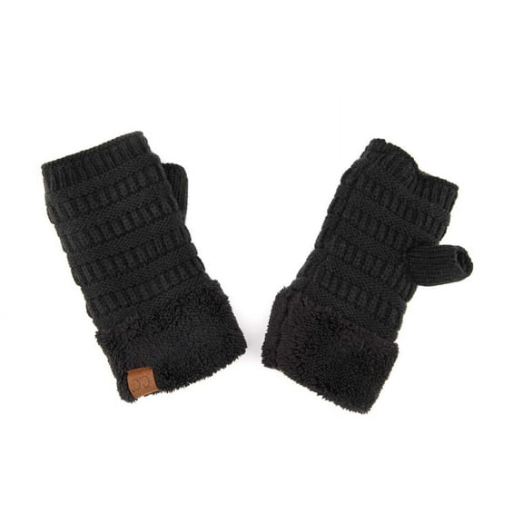 CC Fingerless Gloves, Womens Unisex, Black