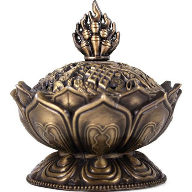 Something Different - Soporte metálico para conos de incienso modelo Lotus (Bronce)