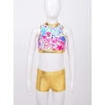 thumbnail image 5 of YONGHS Kids Girls Sequins Cutout Back Crop Top with Metallic Bottoms Set Hip Hop Street Dancing Outfits Colorful Hearts 6, 5 of 7