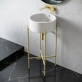 thumbnail image 2 of Monaco 16.5" Round Console Sink, White Basin Brushed Gold Legs, 2 of 10