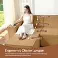 thumbnail image 5 of 133" Cloud Couch, Brown Boneless Sectional Sofa for Living Room, 6-Seater U-Shaped Sofa, Corduroy Deep Seat with 2 Ottomans and Cup Holders, No Assembly, 5 of 15