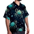 thumbnail image 2 of Cancer Constellation Men's Short Sleeve Poplin Shirt, Casual Printed Button Down Top for Summer Beach, Spread Collar Unisex Beach Shirt, 2 of 6