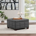 thumbnail image 2 of Detour Strap Square Storage Ottoman in Charcoal Fabric, 2 of 9