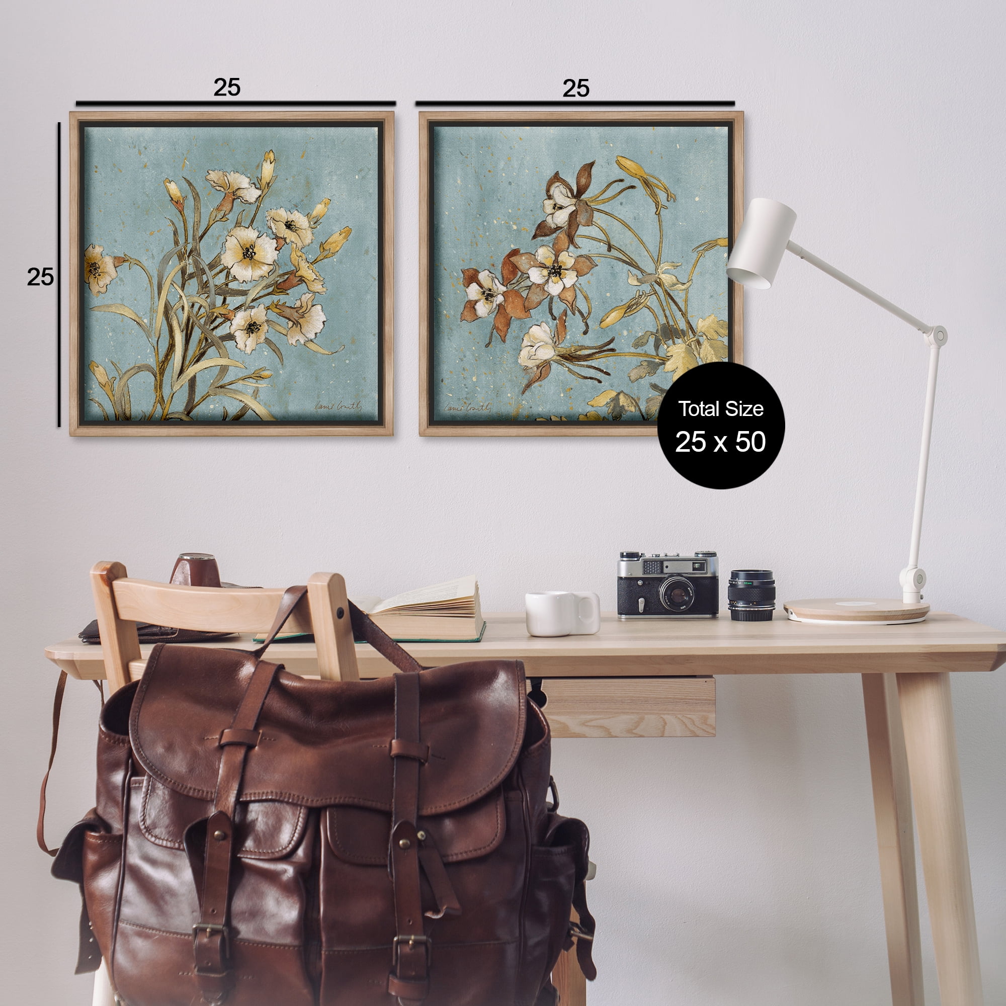 Stupell Industries Traditional Flower Portrait Plants & Flowers Painting Brown Floater Framed Canvas Art Print Wall Art, 25 x 25, Set of 2