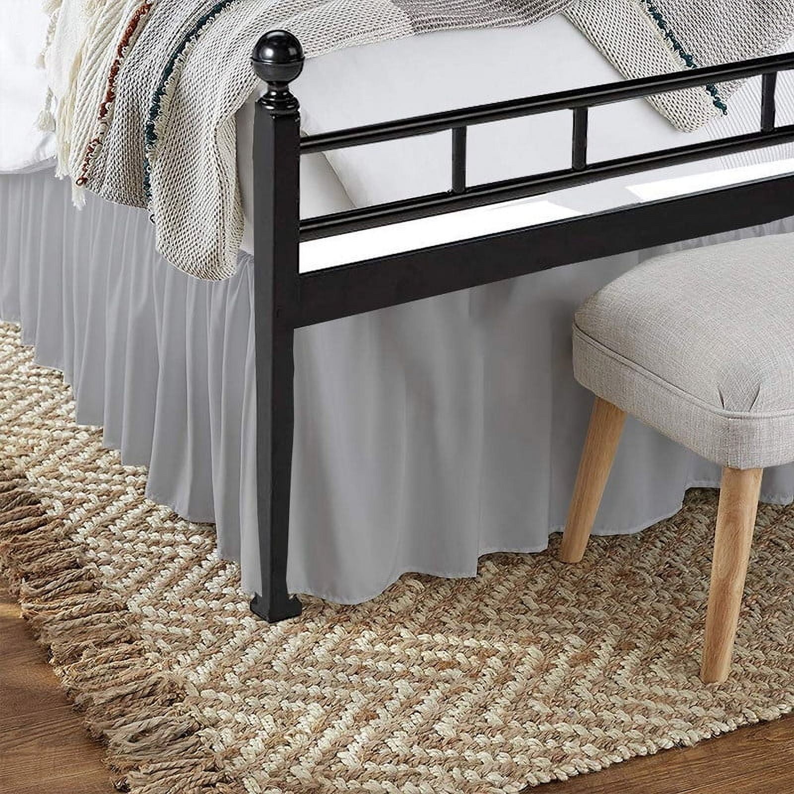 Split Corner Ruffle Bed Skirts, 12" Tailored Drop Bed Skirt, Dust Ruffle Bedskirt with Platform, 100% Microfiber, Extra Soft -Cal-King Size-Light Gray Solid