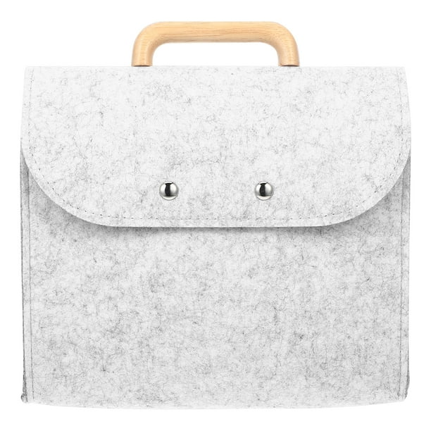 Bolsa de mano para negocios, organizador de archivos portátil, bolsa de fieltro con asa de madera