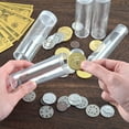 thumbnail image 4 of Tnobhg 10Pcs Coin Tube Transparent Plastic Coin Tube Organizer Round Coin Holder with Lid for Banks Supermarkets, 4 of 7